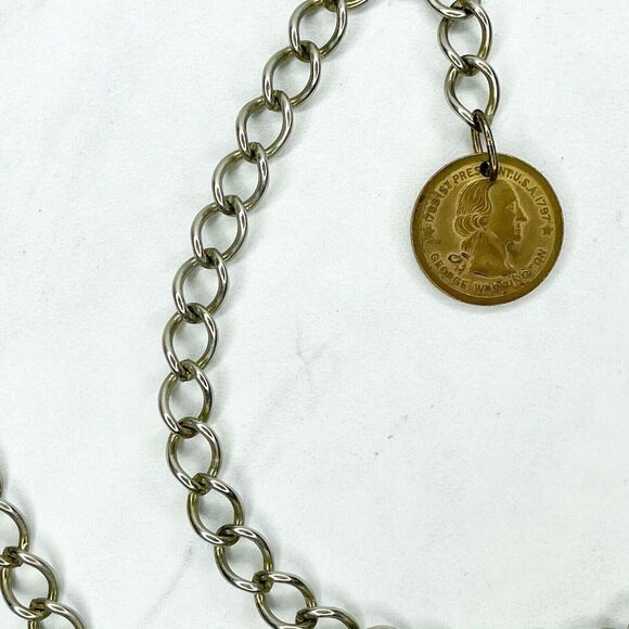 George Washington Coin Metal Chain Link Belt Size XS Small S - Picture 7 of 10